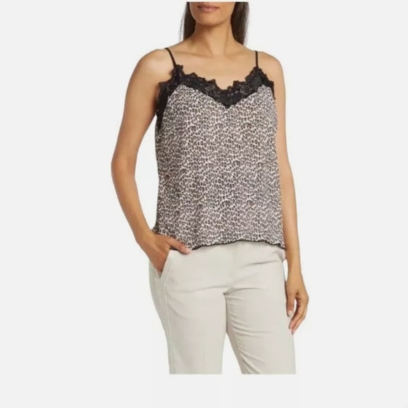 Everleigh Cream and Brown Lace Camisole Top - Picture 1 of 8